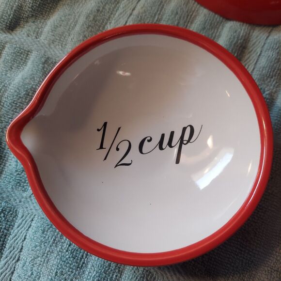 Mary Lake-Thompson Ceramic Measuring Cups Red Nesting One Hundred 80 Degrees - Picture 7 of 10